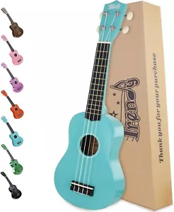 21" Soprano Ukulele Wood Beginner Blue for Gift - Picture 1 of 12