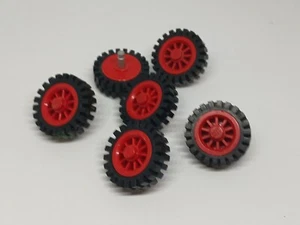 LEGO : 6x Roue + Pneu 24mm D. x 8mm - Réf bb0019c02 rouge - Set 901 662 385 814 - Imagen 1 de 1