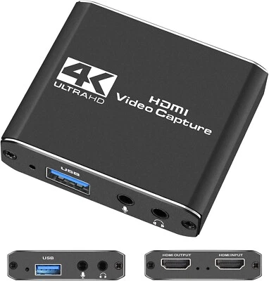 4K Audio Video Capture Card, USB 3.0 HDMI Video Capture Device Full HD - Image 1 of 4