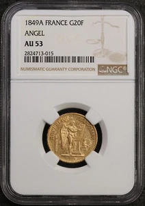 1849A France 20 Francs - Angel - NGC AU 53 - .900 Gold - Picture 1 of 4