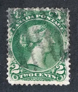 Canada Sc 24 verde 2¢ p.12 1868 Lrg Queen griglia nera annullamento - Foto 1 di 2