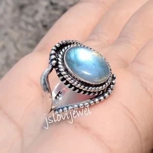 Labradorite Blue Fire Gemstone 925 Sterling Silver Ring Best Gift Idea Jewelry - Picture 1 of 6