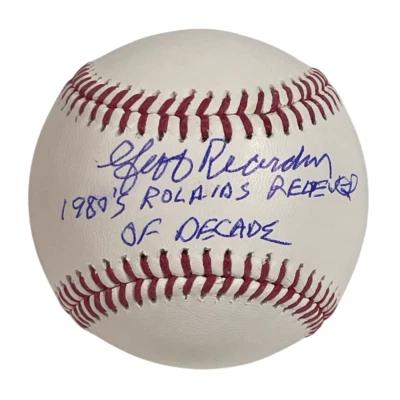 Béisbol ROMLB firmado por Jeff Reardon con Rolaids Reliever de la década de 1980 BAS Foto 1 de 2