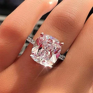 Anillo de boda Sunshine para mujer anillo de plata 925 circón cúbico talla 6-10 - Imagen 1 de 5