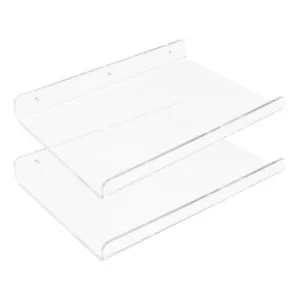 2PCS Clear Acrylic Floating Shelves Wall Mounted Display for Bathroom & Kitchen - Picture 1 of 8