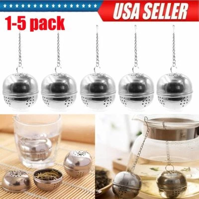 1-5pack Tea Infuser Ball Mesh Loose Leaf Herb Strainer Stainless Steel Locking - Image 1 of 4