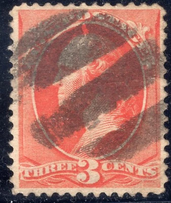 Scott #214 3c Vermillion, VF, Used, Very Crisp! - Image 1 of 2