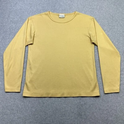 Винтажный LL Bean Топ женщин маленький желтый Пима хлопок вязаный длинным рукавом повседневный - Изображение 1 из 4