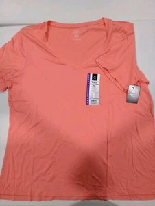 Women's Essential Short Sleeve V-Neck Tee 2XL Member's Mark Peach New C11 - Picture 1 of 4