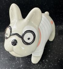 Lauren Conrad Ceramic French Bulldog Figurine With Stripped Shirt Glasses And He