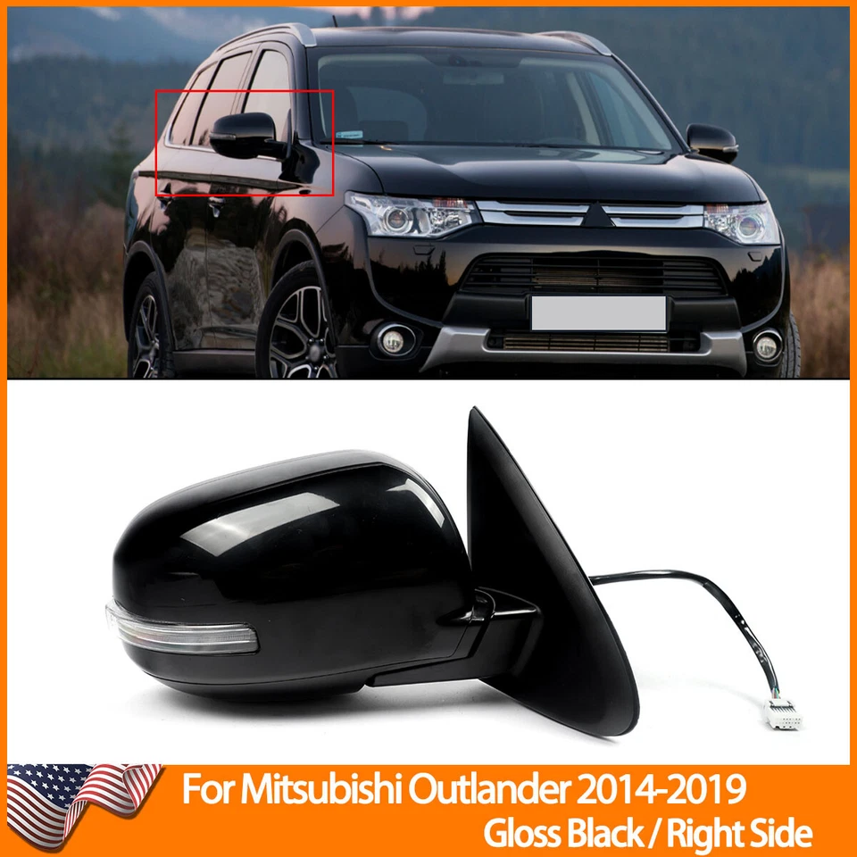 Door Mirror For 2014-2019 Mitsubishi Outlander Power Heated w/Signal Right Side - Image 1 of 4
