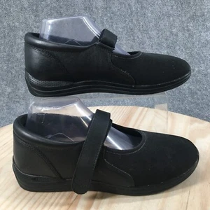 Drew Shoes Womens 8.5WW Wide Magnolia Mary Jane Flats Black Fabric Hook And Loop - Picture 1 of 15