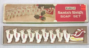 Vintage Elpo Santa's Sleigh Soap Set W/ Box Reindeer Deer Santa Xmas 1960s - Picture 1 of 11