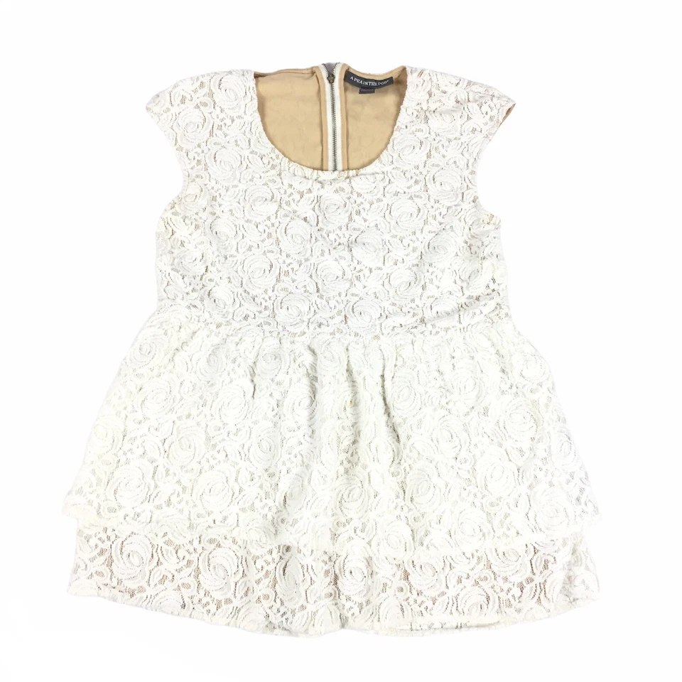 A Pea in the Pod Lace Peplum Maternity Top Size Small Womens White Cream Blouse  - Image 1 of 4