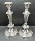 Pair Antique Old Sheffield Silver Plate Candlesticks 12 1/4” C. 1830 Excellent