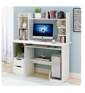 Large Computer Desk Workstation Home Study Shelves Cabinet Table - White Oak AU - Picture 1 of 5