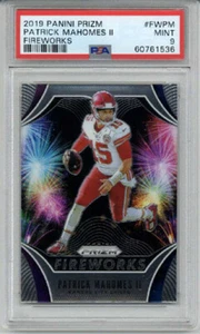 2019 PANINI PRIZM FIREWORKS #FWPM PATRICK MAHOMES II FOOTBALL CARD CHIEFS PSA 9 - Picture 1 of 2