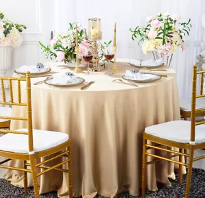 Wedding Linens Inc. 132" Round Scuba (Wrinkle-Free) Tablecloths - Picture 1 of 20