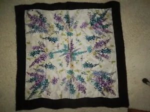 VTG TALBOTS Silk Scarf, Lady Bug, Dragonfly Purple Teal Black Soft White 30 X 30 - Picture 1 of 8