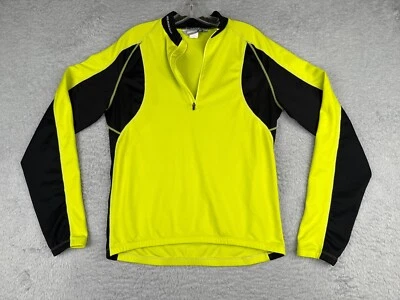 Sugoi Cycling Jersey Adult Large Black Yellow Long Sleeve 1/4 Zip High Viz Poly - Image 1 of 4