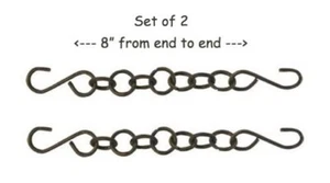 Set aus 2 Metallketten mit S-Hakenenden -- primitive gealterte schwarze Oberfläche 8" lang - Bild 1 von 3