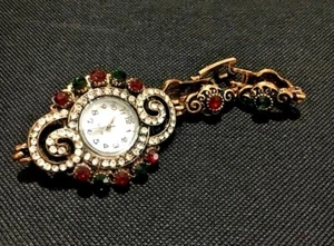 Vintage Wristwatch Ladies\women Fashion stylish Silver plated colorful stones - Picture 1 of 8