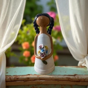 Vintage Peruvian Girl Candle Holder – Handmade Ceramic by Lime – 5.25” Tall – Ru - Picture 1 of 7