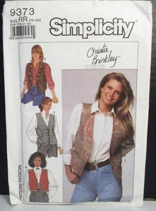 Chalecos y adornos Misses Simplicity Pattern 9373 talla 14-20 sin cortar Christy Brinkley - Imagen 1 de 14