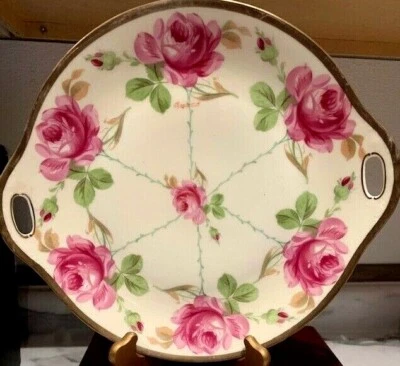 ANTIGUO PLATO DE PASTEL O&EG Royal Austria pintado a mano, firmado por Raymond Roses 11,5 Foto 1 de 4