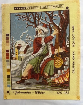 VTG Needlepoint Canvas St. Nicholas Christmas Made in Austria, “Winter” - Image 1 of 3