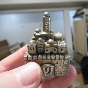 Jerusalem Vintage Sterling Silber Dreidel Altstadt Design, Judaica Geschenk Chanukka - Bild 1 von 10