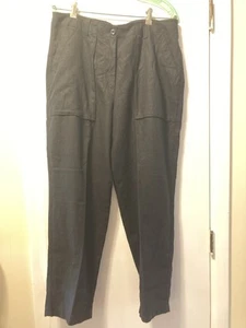 NEW J.CREW Linen Blend Pants Women 14 Seaside Cargo BLACK Straight Leg BW529 - Picture 1 of 11
