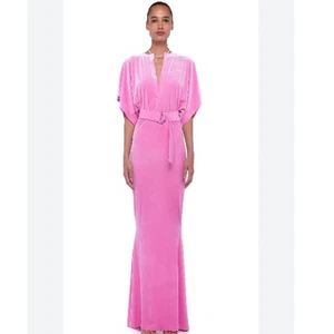 Norma Kamali OBIE GOWN in Candy Pink Size XS Velvet Maxi Long - Picture 1 of 6