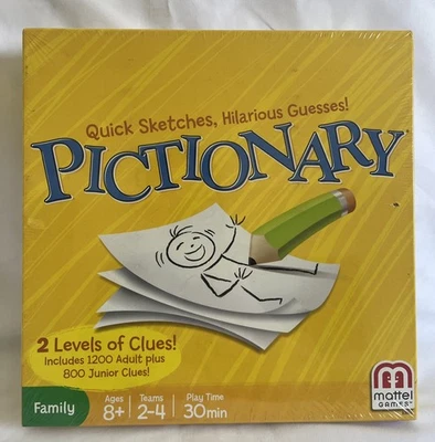 NIB Mattel Pictionary Game Family Edition Two Levels Of Clues 2013 Sealed - Image 1 of 2