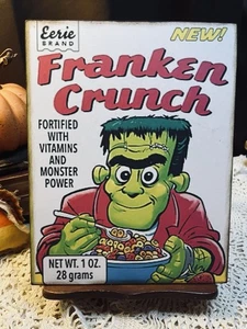 Retro Halloween Cereal Franken Crunch, Kitschy Handcrafted Plaque / Sign - Picture 1 of 4