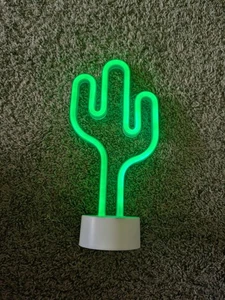 NEON Cactus LED Party Light Decor Back Yard CENTERPIECE Bar, Man Cave---12"×5.5" - Picture 1 of 4