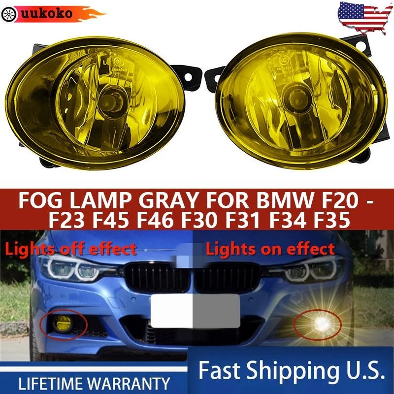 For BMW 1/2/3/4 Series F30 F20 F22 F32 Halogen Yellow Lens Pair Front Fog Light Foto 1 de 4