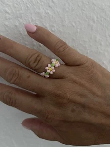 Handmade Perlen Ring Blume - Bild 1 von 2