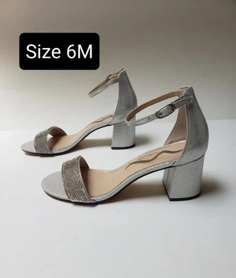 NINA Prom Party Wedding Women's Sandals Silver Color With Rhinestones Size 6M... - Image 1 of 4