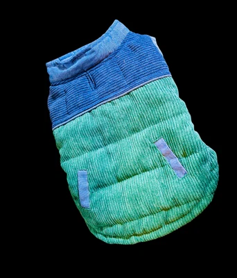 NWT YOULY The Hipster Pet Vest Blue/Green XS 11in-13in Corduroy - Image 1 of 4