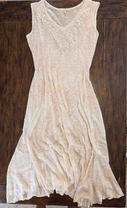 Reba Dress Women XL Boho Floral Crochet Knit Dress Flared Hem Lined  - Picture 1 of 10