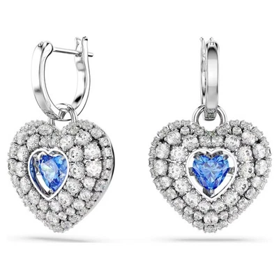 Pendientes colgantes Swarovski circonita idilia, corazón, azul, enchapado en rodio 5680392 Foto 1 de 4