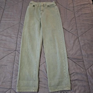 Pantalones de mezclilla rectos holgados verdes Madewell para mujer 25 algodón informal - Imagen 1 de 14
