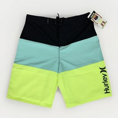 Hurley Boardshorts Kids Boys Youth Size 18 Colorblock  Swim Black Teal Yellow - Image 1 of 4