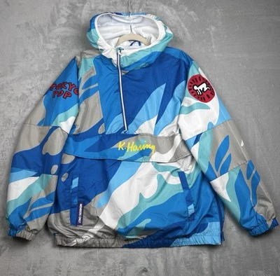 Members Only K. Haring Windbreaker Mens Large Tokyo Pop Pouch Y2K Streetwear - Image 1 of 4
