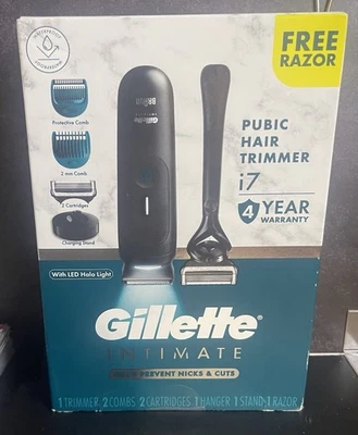 Gillette Intimate i7 Men’s Premium Body & Pubic Hair Trimmer w/ Razor  BRAND NEW - Image 1 of 2