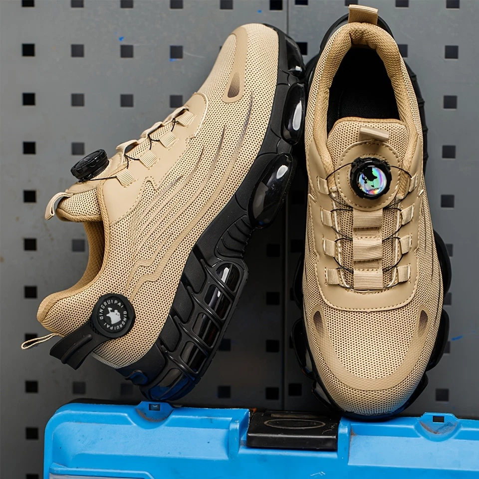 Мужские рабочие безопасные кроссовки со стальным носком с вращающейся пряжкой неразрушимые нескользящие - Изображение 1 из 4