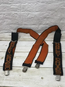 Vintage Harley Davidson Hosenträger orange schwarz Schriftzug Logo Crossback bestickt - Bild 1 von 14