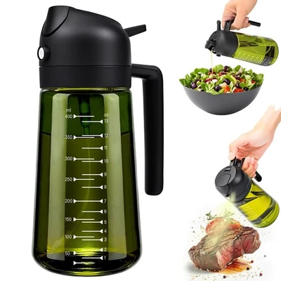 MRUN BONE 2 in 1 Olivenölspender Ölsprüher für Speiseöl, UV-Schutz Sprühflasche Öl, 470ML