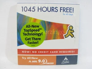 AOL Install CD AOL 1045 Hours Free Try All New AOL 9.0 Factory Sealed Vintage - Imagen 1 de 3